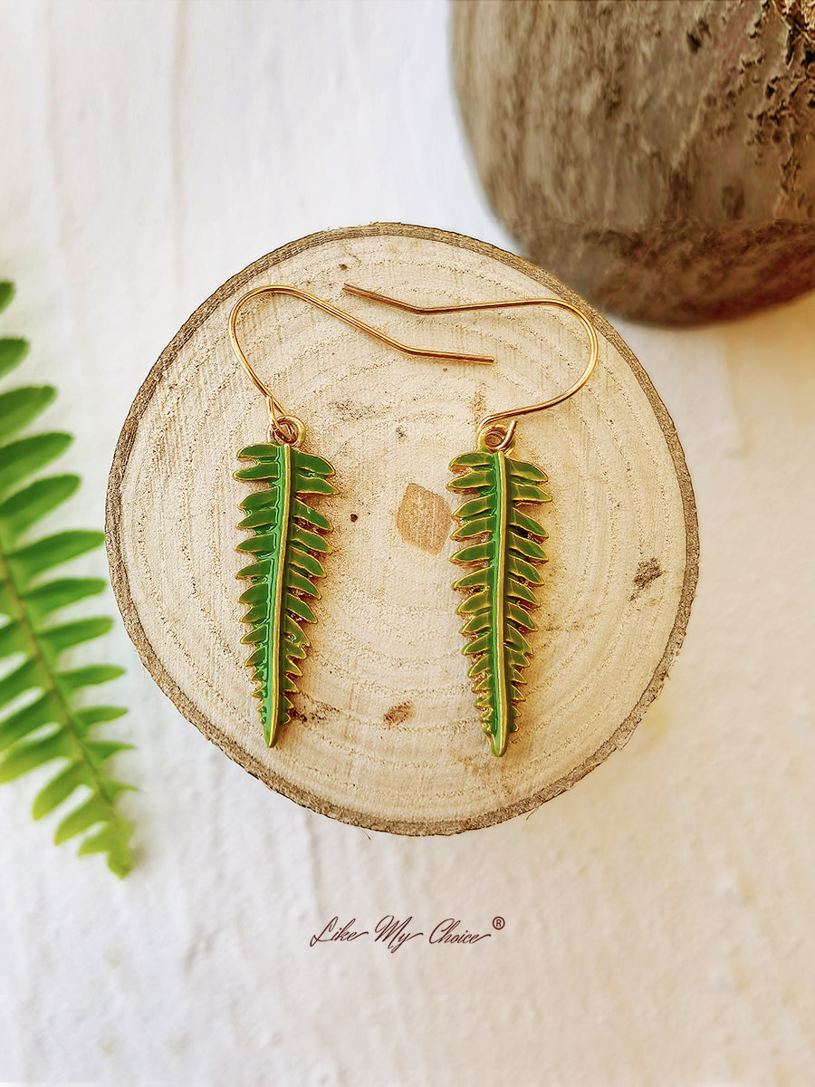 Pressed Flower Earrings - Natural Forest Fern Resin Leaf Botanical-Likemychoice