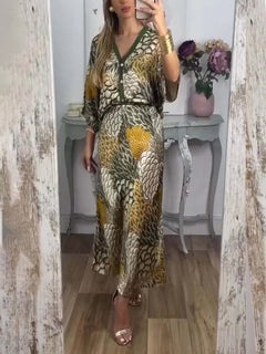 Retro Scale Print Satin Skirt Two-Piece Set