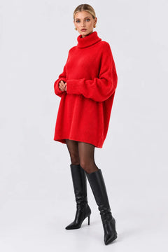 Oversized Turtleneck Long Sleeve Knit Sweater Tunic Dress [erp-image:222645d2145ce42637cafdce]