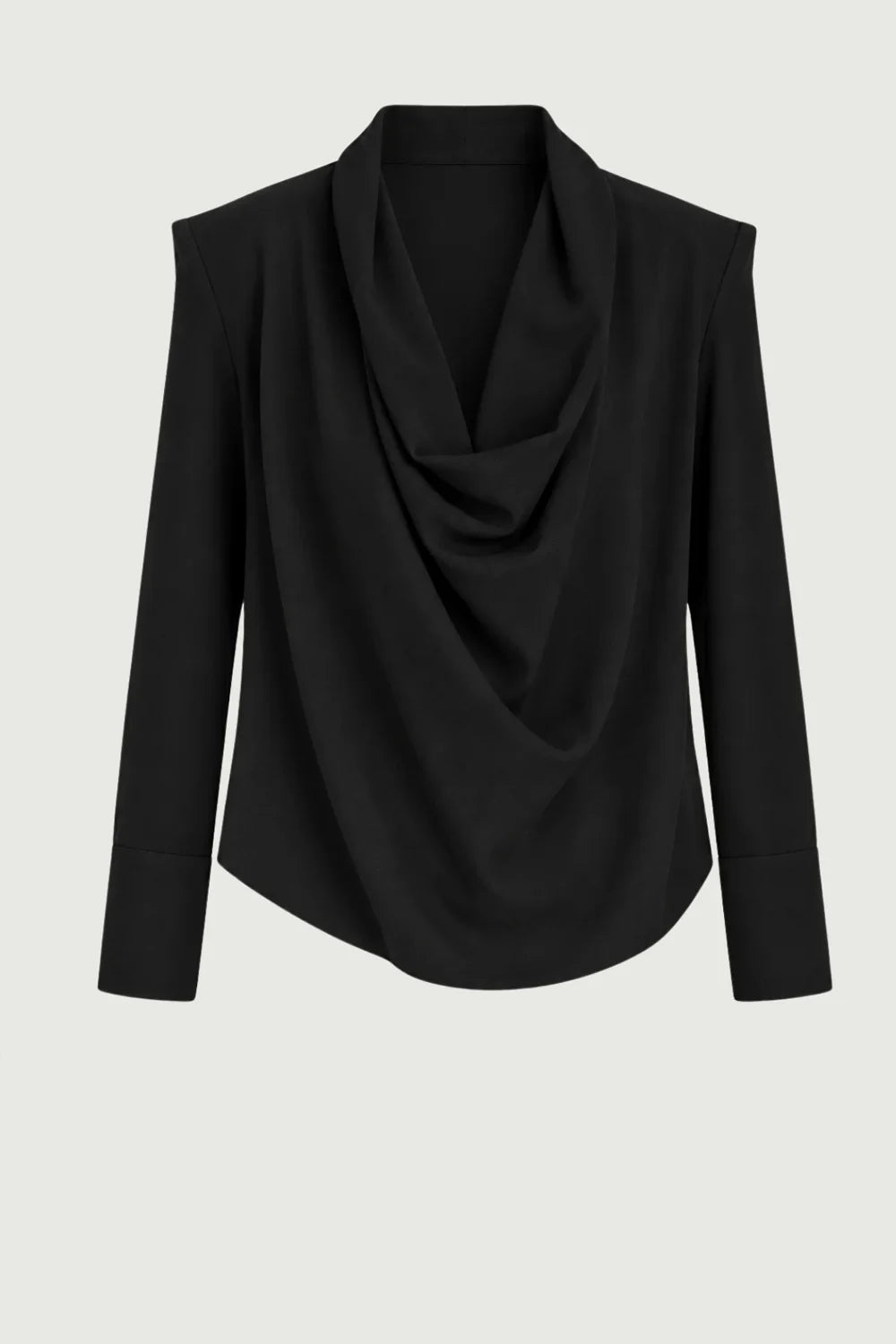 Women's Black Cowl Neck Long Sleeve Top and Wide Leg Pants Set [erp-image:80f1b775f1fa49b93fdbe366]