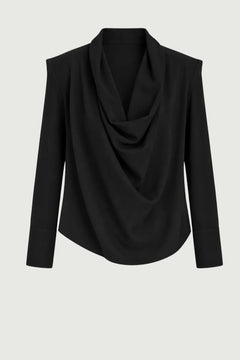 Women's Black Cowl Neck Long Sleeve Top and Wide Leg Pants Set [erp-image:80f1b775f1fa49b93fdbe366]