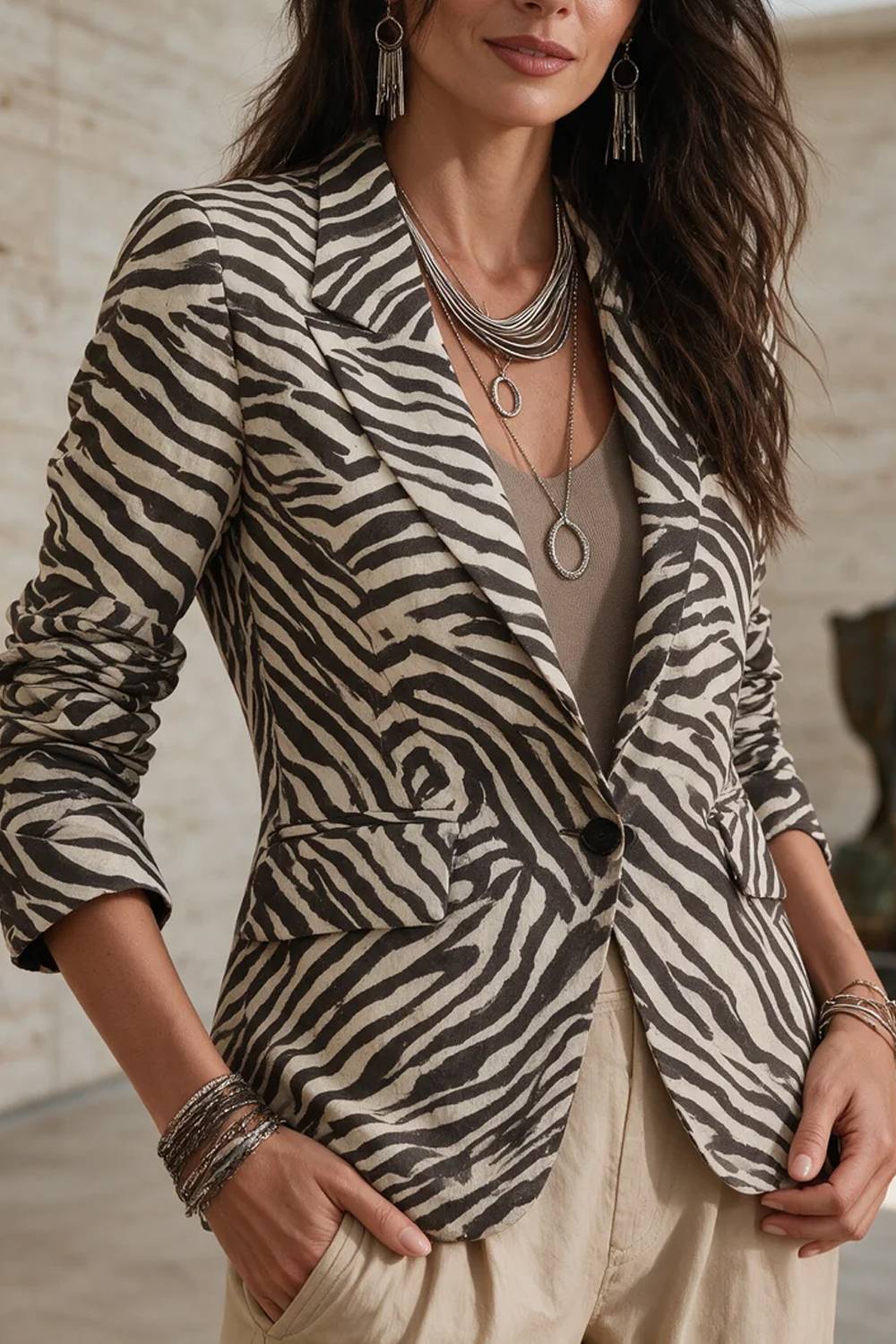 Vintage Zebra Print Lasel Blazer