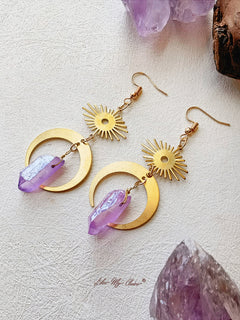 Witchy Eye Moon Crystal Earrings-Likemychoice