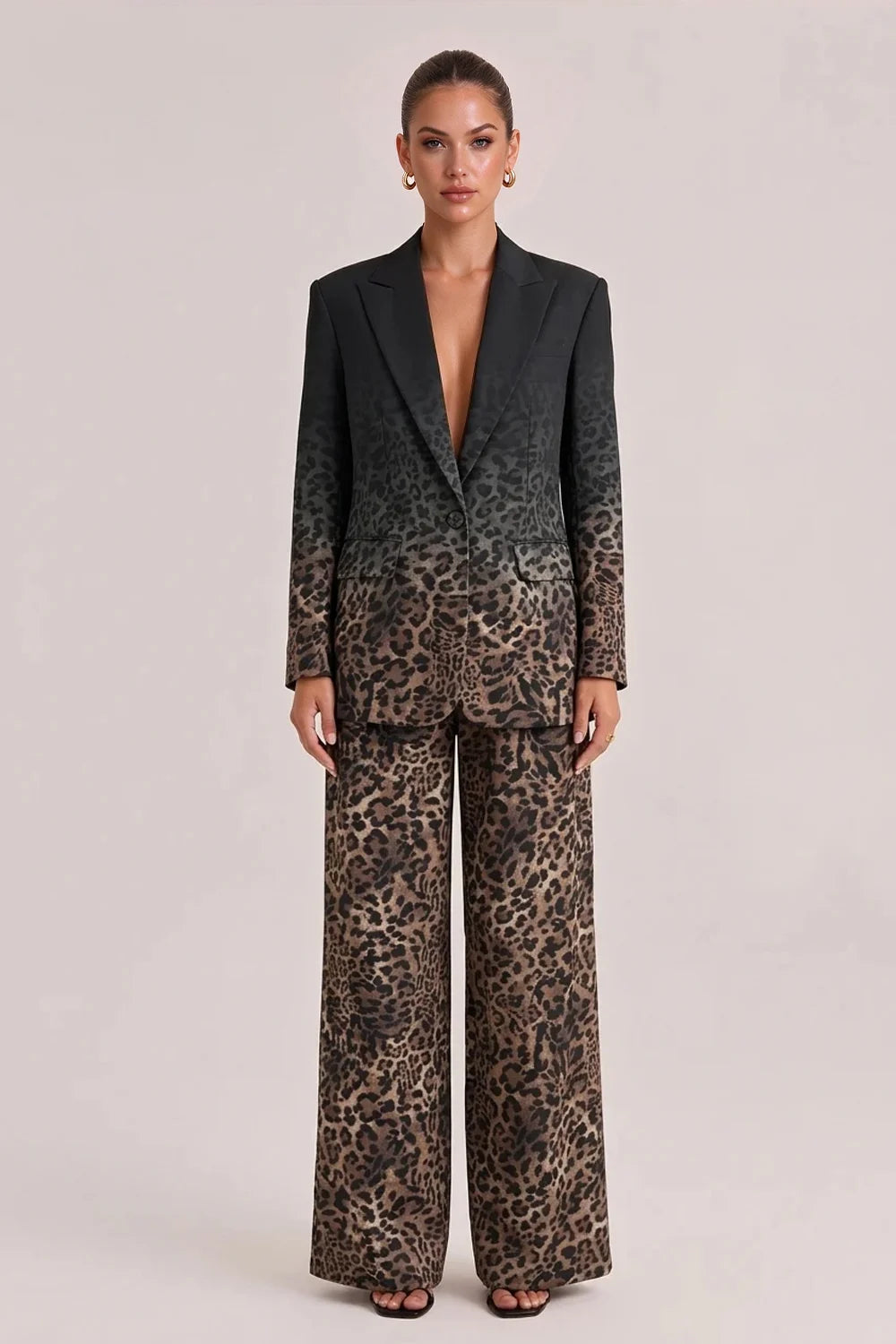 Ombré Leopard Print Blazer and Wide Leg Pants Two Piece Suit Set [erp-image:44cb9ef1c5d9d4d62927079f]