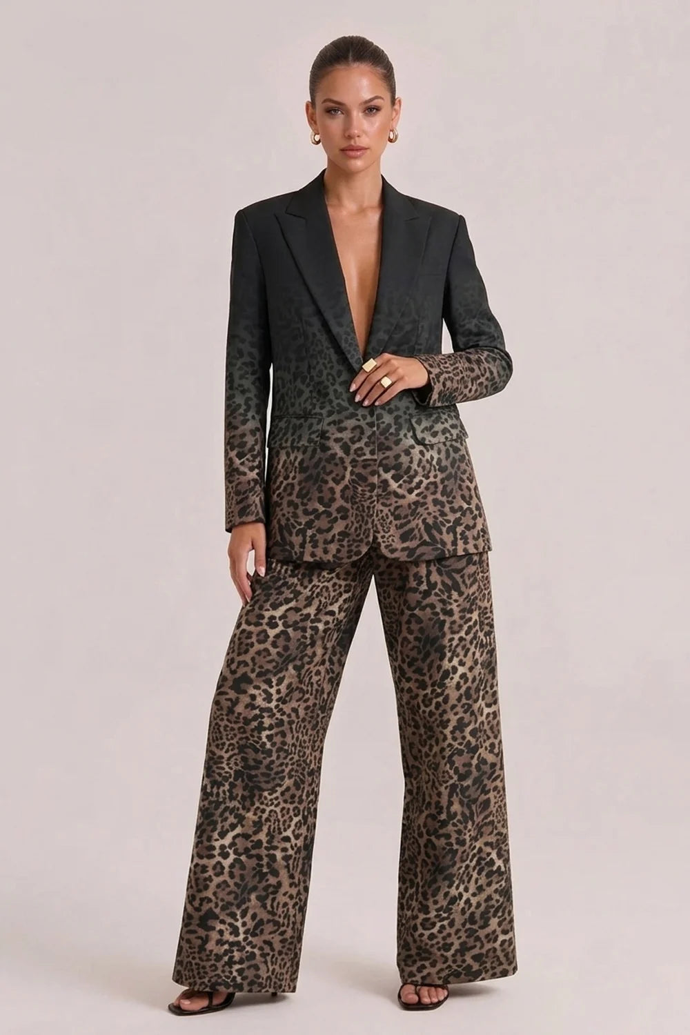 Ombré Leopard Print Blazer and Wide Leg Pants Two Piece Suit Set [erp-image:5ff21665c4cecf16ec19ac25]