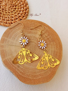 Daisy Gold Hollow Butterfly Drop Earrings