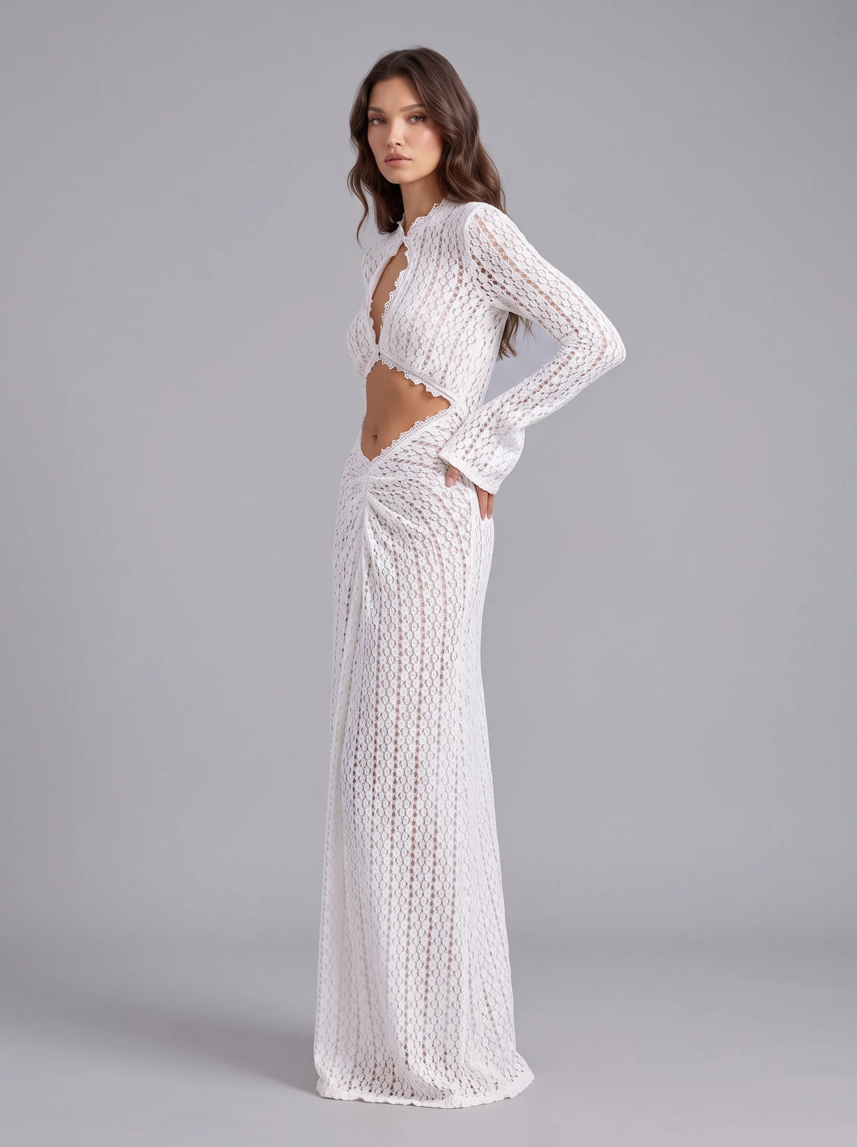 Sheer lace asymmetrical beach vacation dress [erp-image:e6380558a46bbdab1a8d3aa1]