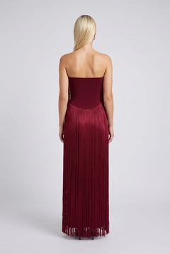 Burgundy Strapless Fringe Overlay Maxi Evening Party Dress [erp-image:a951f6f91150d045ee05ea12]