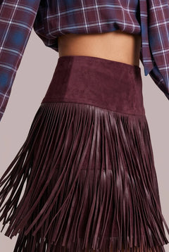 Plaid Bow Tie Blouse and Fringe Maxi Skirt Two Piece Set [erp-image:5ef0ca4137f15278eb7d328e]
