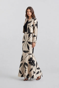 Floral Print Cropped Jacket and High Waisted Mermaid Skirt Two Piece Set [erp-image:34101f053953772e4462a030]