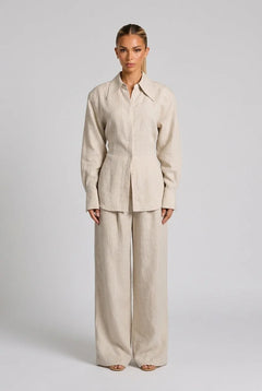 Long Sleeve Button Down Shirt and Wide Leg Pants Two Piece Set [erp-image:e51171e975570b201bf6f4be]