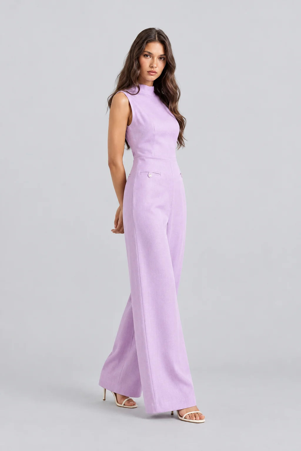 Sleeveless High Neck Wide Leg Jumpsuit in Light Pink [erp-image:db88ef39e3238260d00c7f2a]