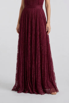 Burgundy Halter High Neck Pleated Mesh Sleeveless Maxi Evening Dress [erp-image:1a966120195d6cf629db84cd]