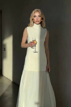 High-Neck Sleeveless Maxi Dress