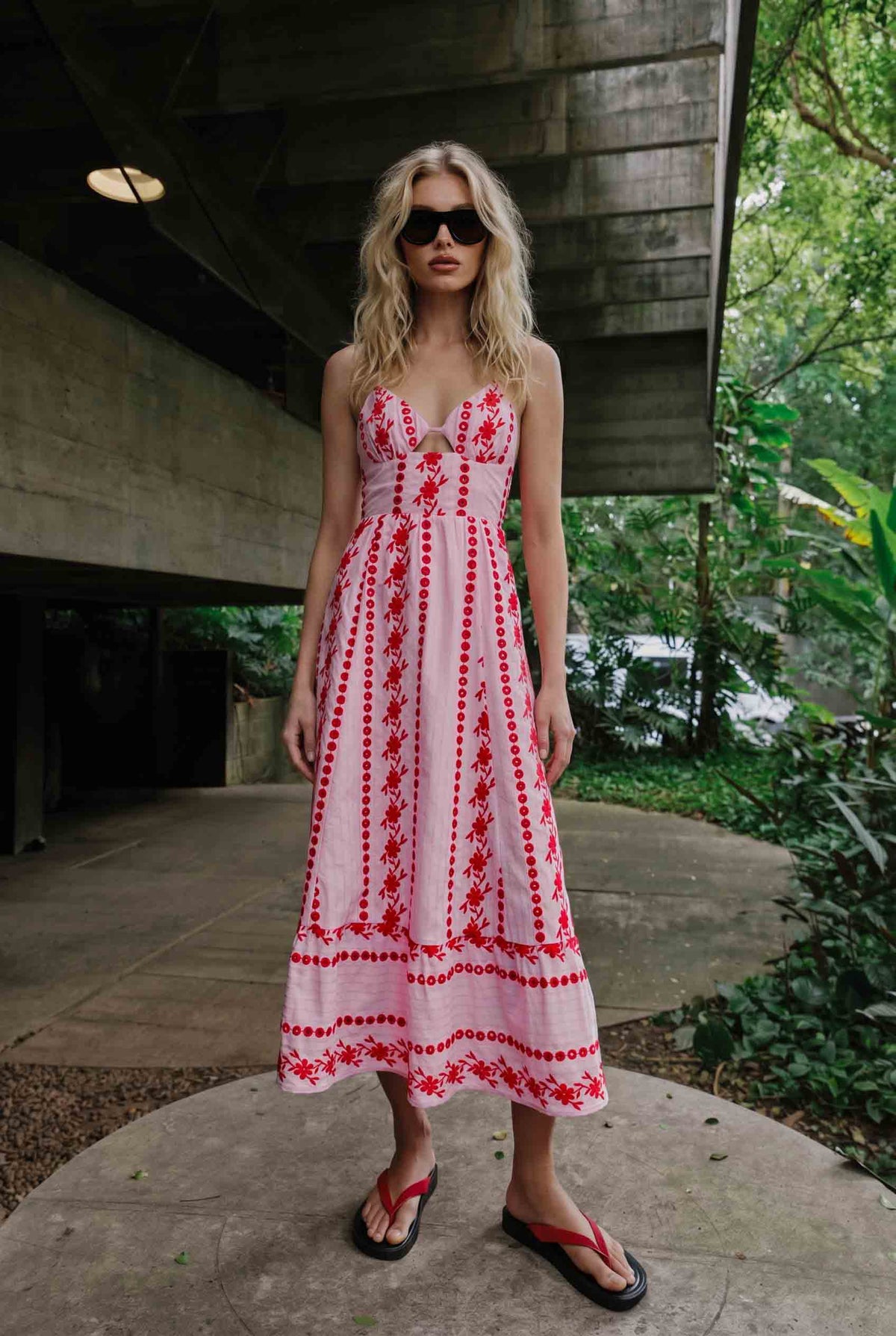 Hollow Design Sling Midi Dress