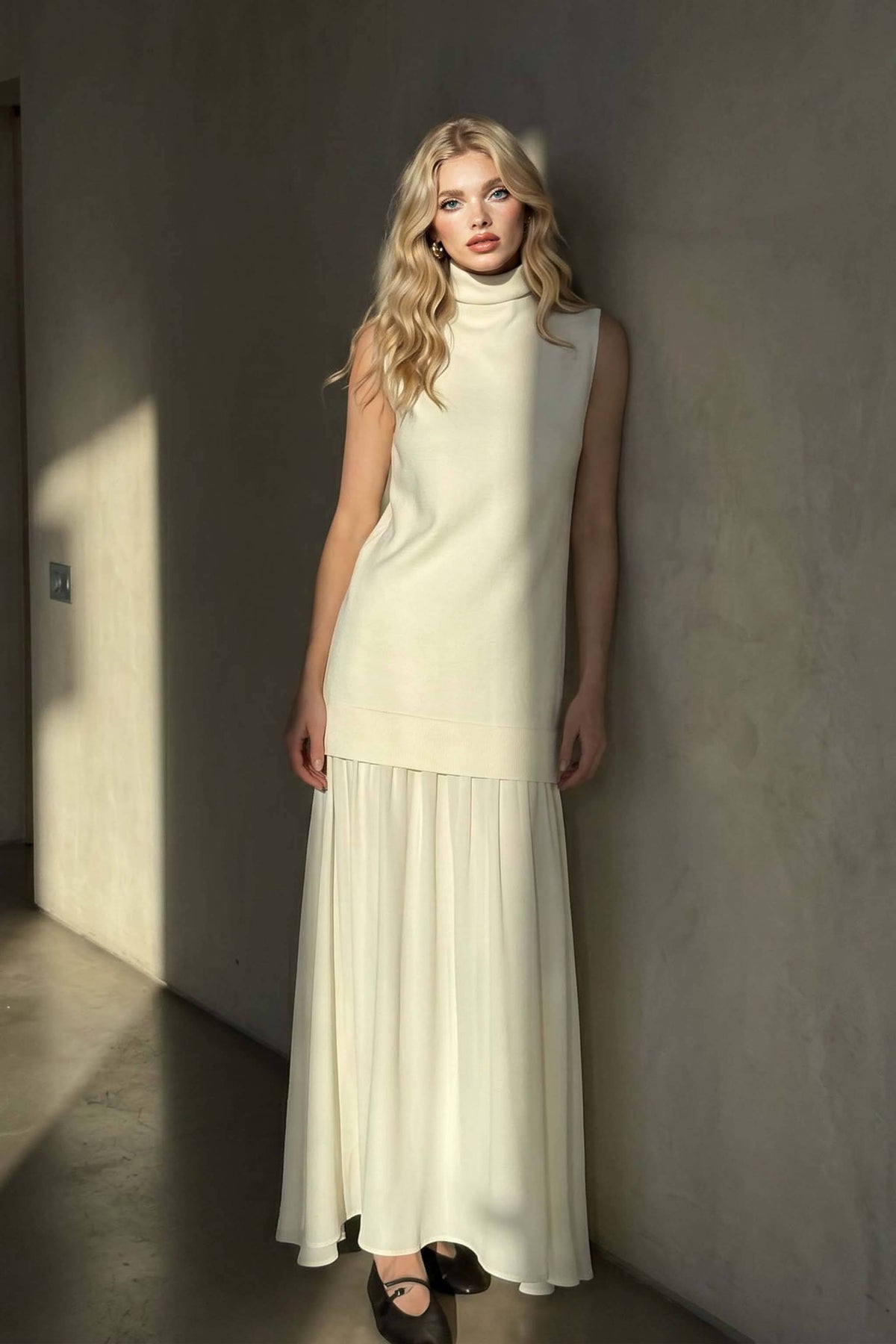 High-Neck Sleeveless Maxi Dress