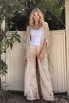 Unique Printed Cardigan And Wide Leg Pants Set