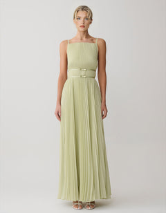 Elegant Pleated Strap Maxi Dress