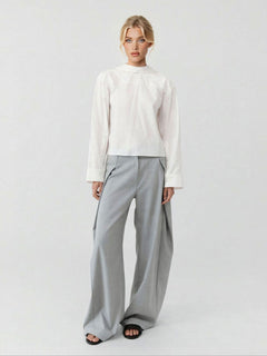 Minimalist Sleeveless Top & Asymmetrical Wide-Leg Pants Two-Piece Set