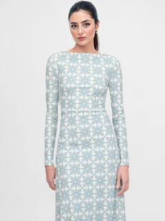 Simple Geometric Pattern Printed Slim-fit Maxi Dress