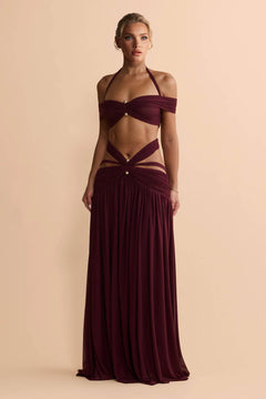 Strapless Top And Hollow Design Skirt Set