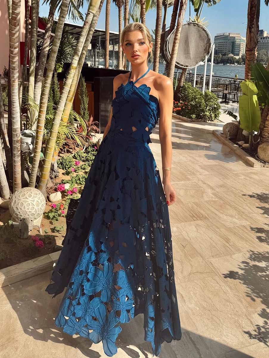 Exquisite Lace Cami Crop Top & High-Waist A-Line Maxi Skirt Two-Piece Set