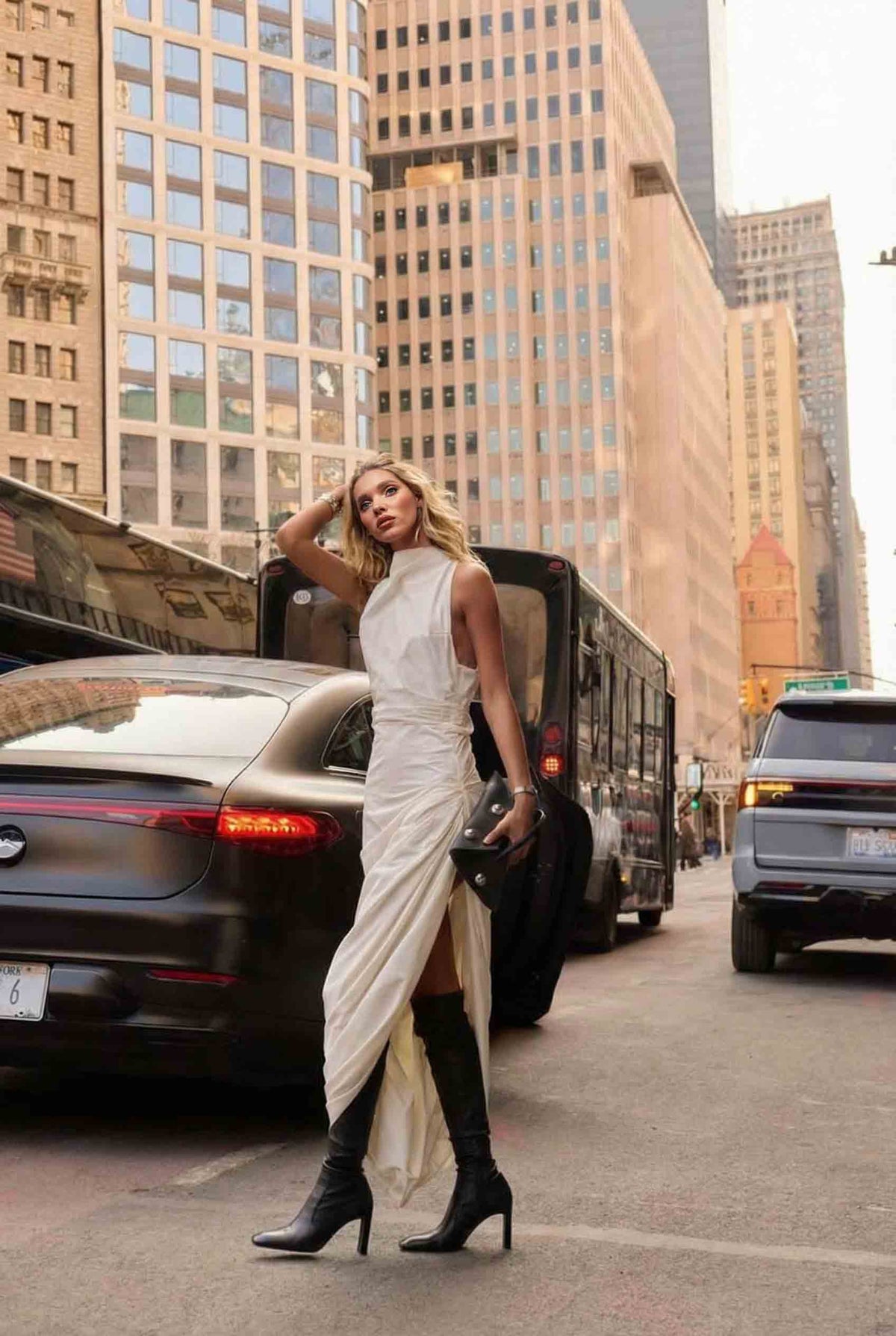 Side Slit Irregular Pleated Maxi Dress