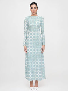 Simple Geometric Pattern Printed Slim-fit Maxi Dress