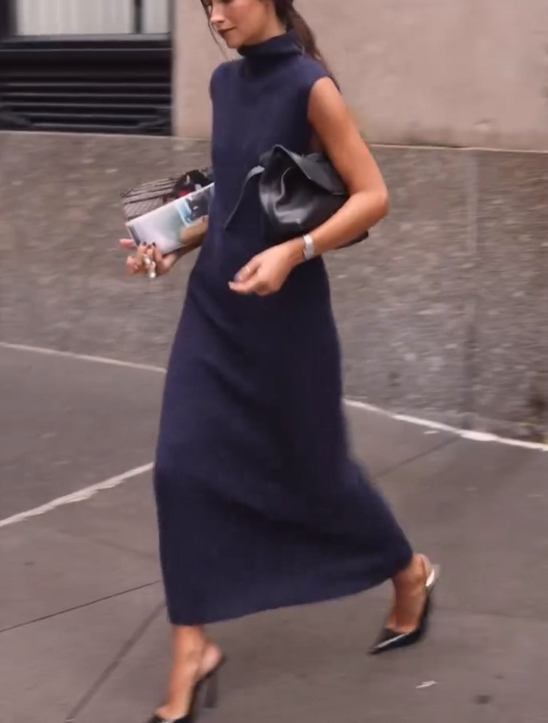 Women’s Turtleneck Sleeveless Maxi Dress Elegant Loose Fit Casual Office Midi‑Maxi Dress