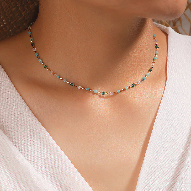 Turquoise Bead Chain Necklace-Likemychoice