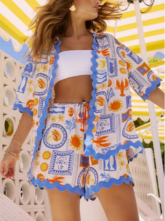 Vacation Ocean Fun Printed Loose Shirt