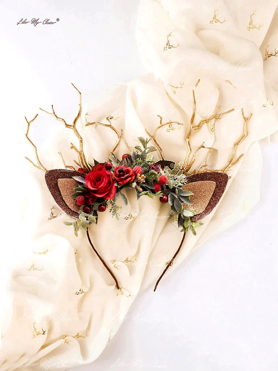 Sunset Terracotta Christmas Reindeer Headband