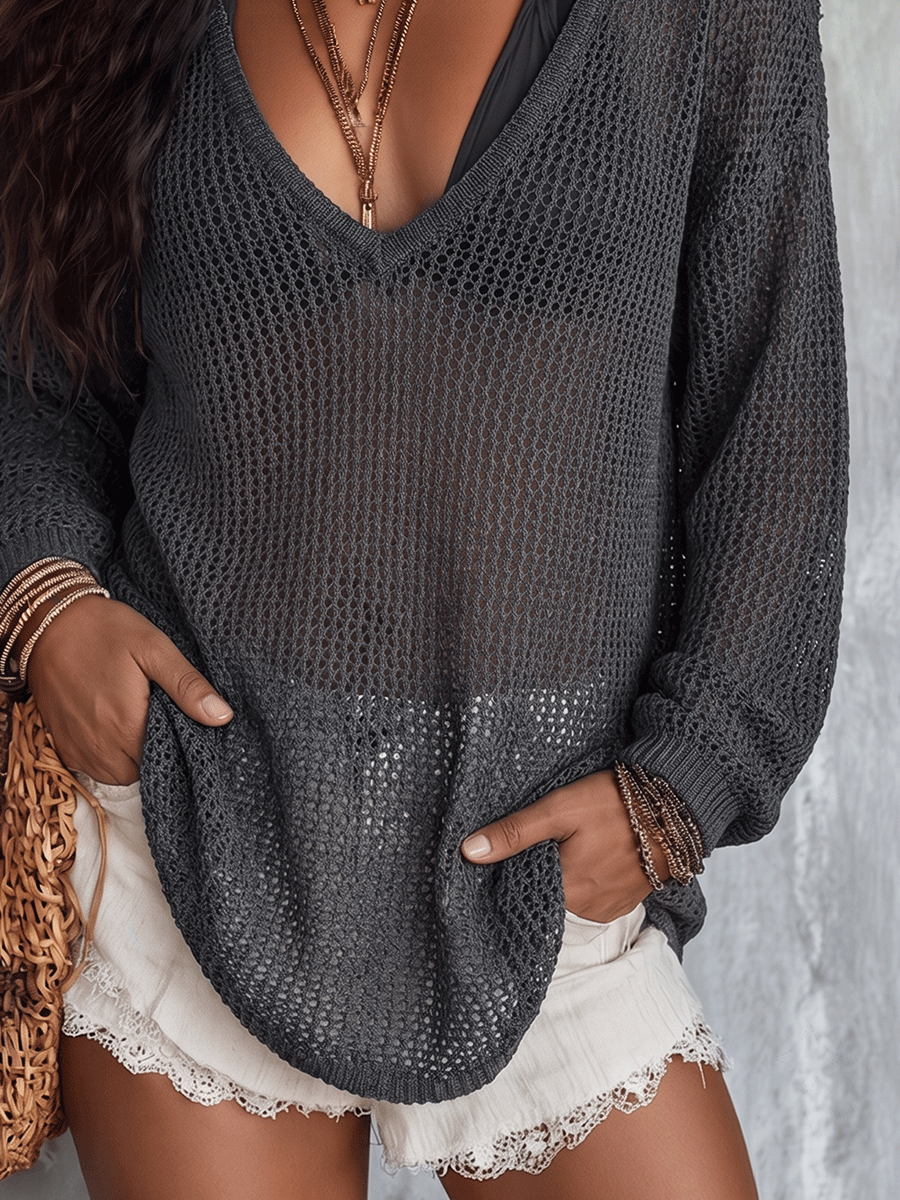 Women's Sheer Mesh Knit Sweater