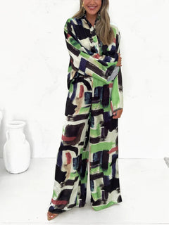Summer Vacay Print Elastic Waist Pocketed Set