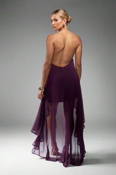 Backless Irregular Hem Maxi Dress