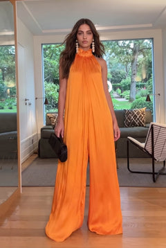 Flower-Neck A- Line Jumpsuit