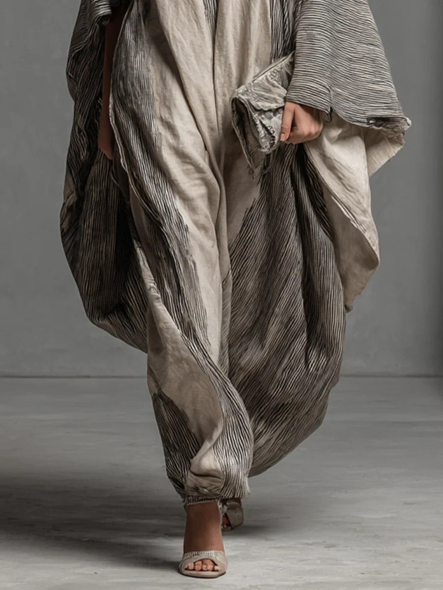 Combinaison oversize texturée et plissée à jambes larges avec manches kimono
