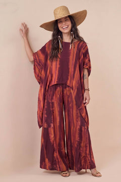 Printed Top And Wide Leg Pants Set