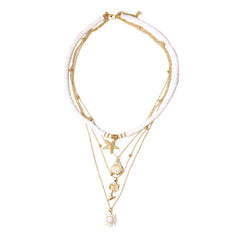 Retro Starfish Shell Multilayer Pendant Necklace-Likemychoice