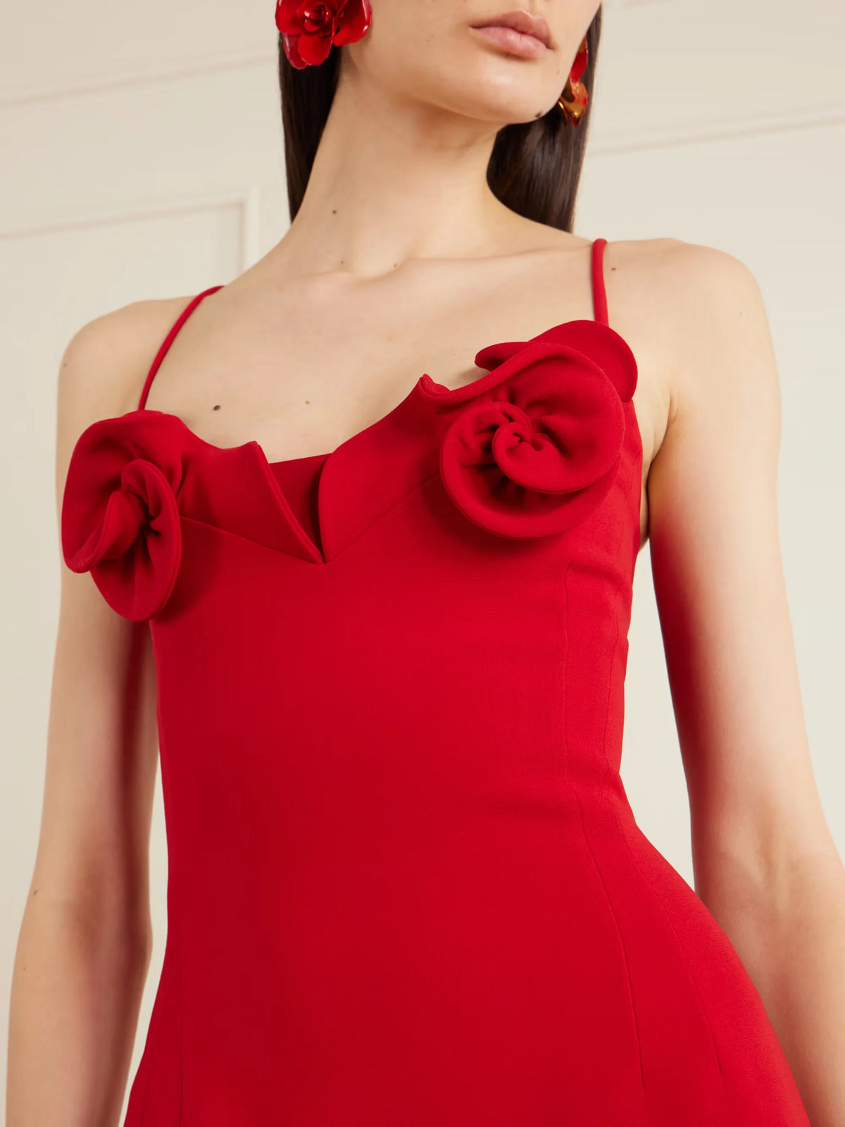 Red Rosette Sweetheart Neck Spaghetti Strap Slim Fit Maxi Dress [erp-image:812363f722e948ffc655ce4e]