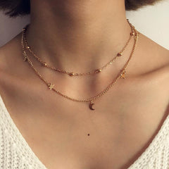 Star & Moon Multi Layer Necklace-Likemychoice